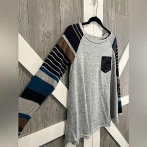 B14.12 Flamingo Urban Sweater Colorblock Gray, Teal, Brown Black w/Sequin